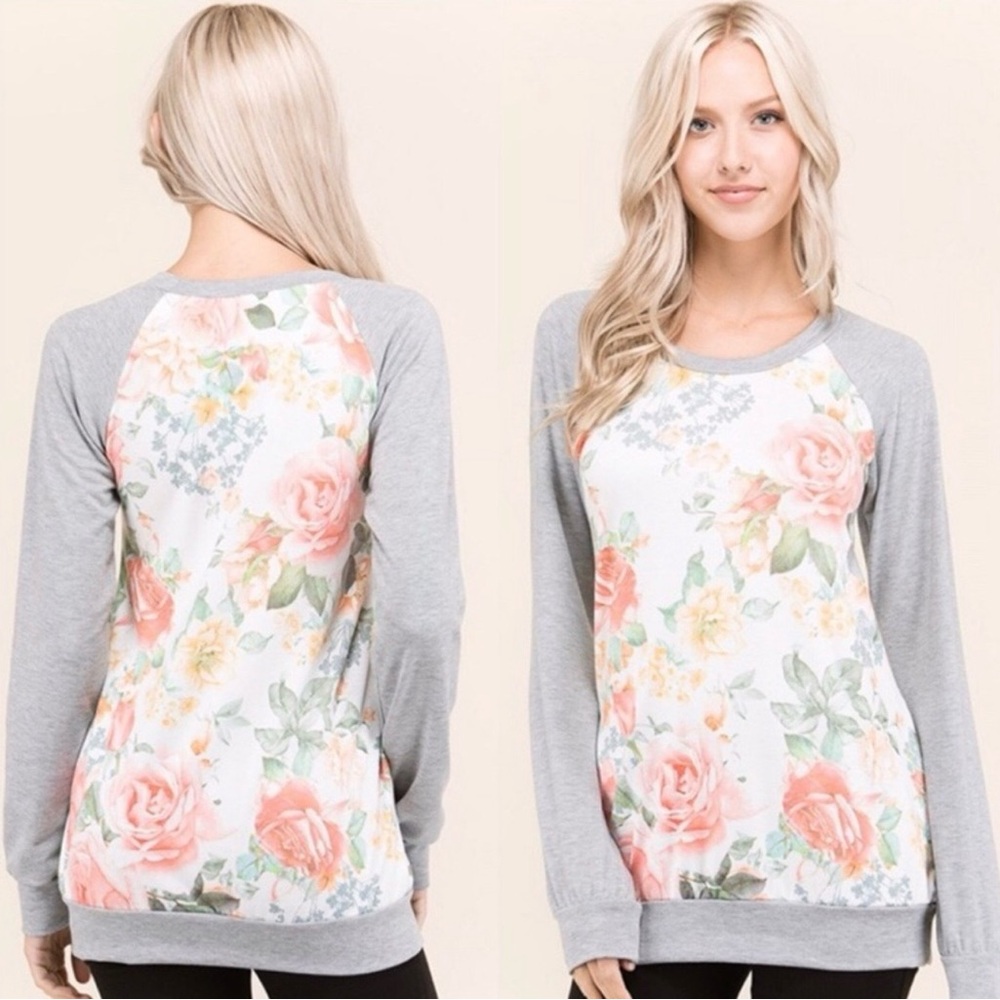 Floral Print Raglan Sleeve Top